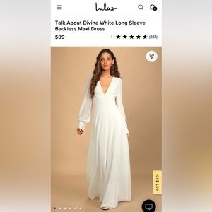 Floor length white dress (wedding, bridal shower) from Lulus. Never worn.
